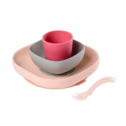 Beaba Set Vaisselle Silicone 4 Pièces Pink
