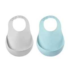 Beaba Lot De 2 Bavoirs Silicone Green/grey