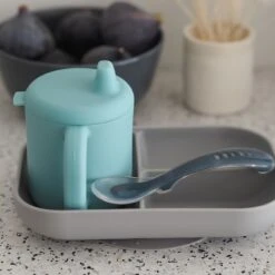 Beaba Coffret D'apprentissage Silicone + Tasse Blue -Beaba 913526 product amb 1b
