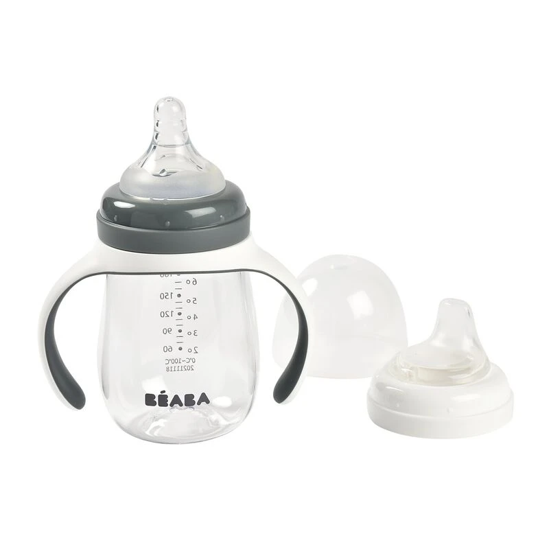 Beaba Biberon D'apprentissage 2 En 1 210 Ml Mineral Grey 5 Beaba Biberon D'apprentissage 2 En 1 210 Ml Mineral Grey – Image 5