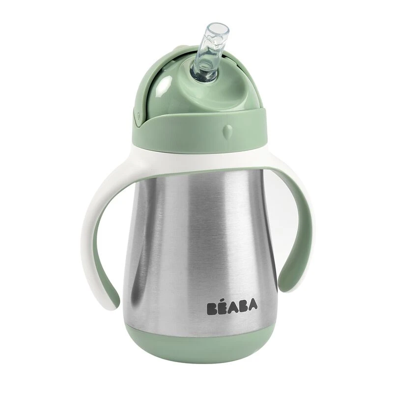 Beaba Tasse Paille Inox 250 Ml Sage Green 2 Beaba Tasse Paille Inox 250 Ml Sage Green – Image 2