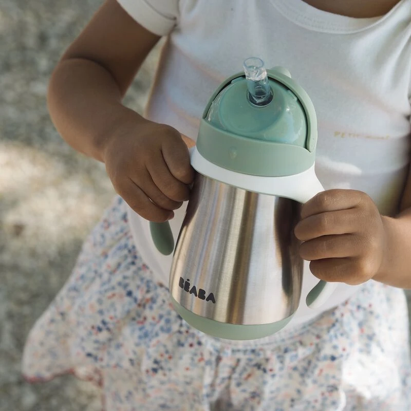 Beaba Tasse Paille Inox 250 Ml Sage Green 4 Beaba Tasse Paille Inox 250 Ml Sage Green – Image 4
