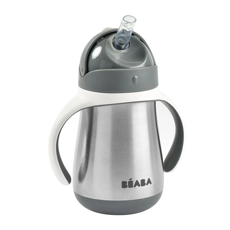 Beaba Tasse Paille Inox 250 Ml Mineral Grey 2 Beaba Tasse Paille Inox 250 Ml Mineral Grey – Image 2