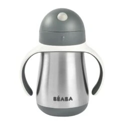 Beaba Tasse Paille Inox 250 Ml Mineral Grey