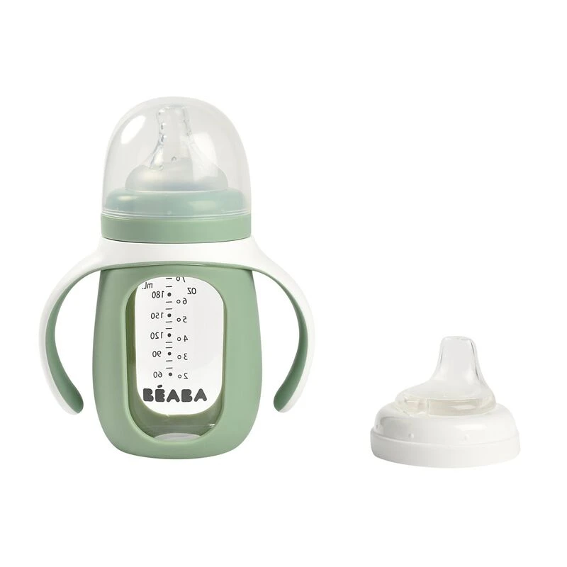 Beaba Biberon Verre D'apprentissage 210 Ml Sage Green 1 Beaba Biberon Verre D'apprentissage 210 Ml Sage Green