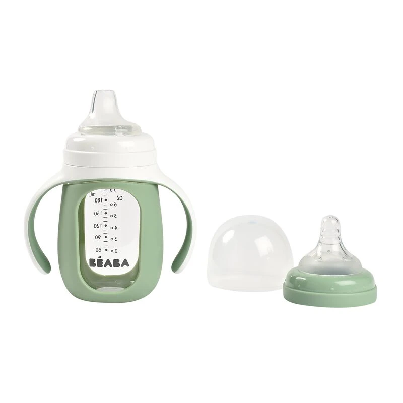 Beaba Biberon Verre D'apprentissage 210 Ml Sage Green 3 Beaba Biberon Verre D'apprentissage 210 Ml Sage Green – Image 3