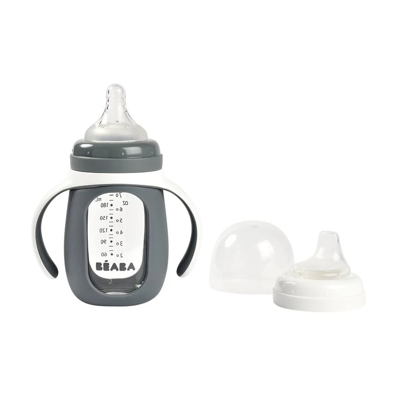 Beaba Biberon Verre D'apprentissage 210 Ml Mineral Grey 2 Beaba Biberon Verre D'apprentissage 210 Ml Mineral Grey – Image 2