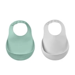 Beaba Lot De 2 Bavoirs Silicone Light Mist/sage Green