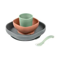 Beaba Set Vaisselle Silicone 4 Pièces Mineral