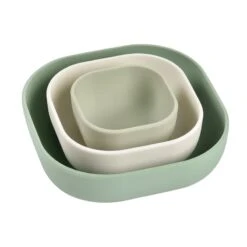 Beaba Lot De 3 Bols Silicone Gigogne Sage Green