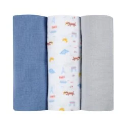 Beaba Lot De 3 Langes En Coton Paris