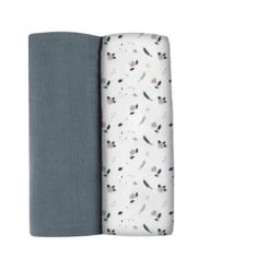 Beaba Lot De 2 Langes XXL En Coton Stormy Weather/spring Flower