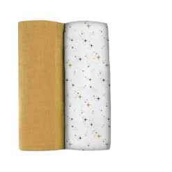 Beaba Lot De 2 Langes XXL En Coton Honey Yellow/starry Night