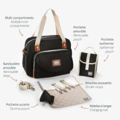 Beaba Sac à Langer Genève II Black 7 Beaba Sac à Langer Genève II Black -Beaba 940223 product face 3